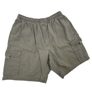 Big Dogs Mens Y2K Vintage Cargo Shorts Olive Green Ripstop Elastic Waist Small